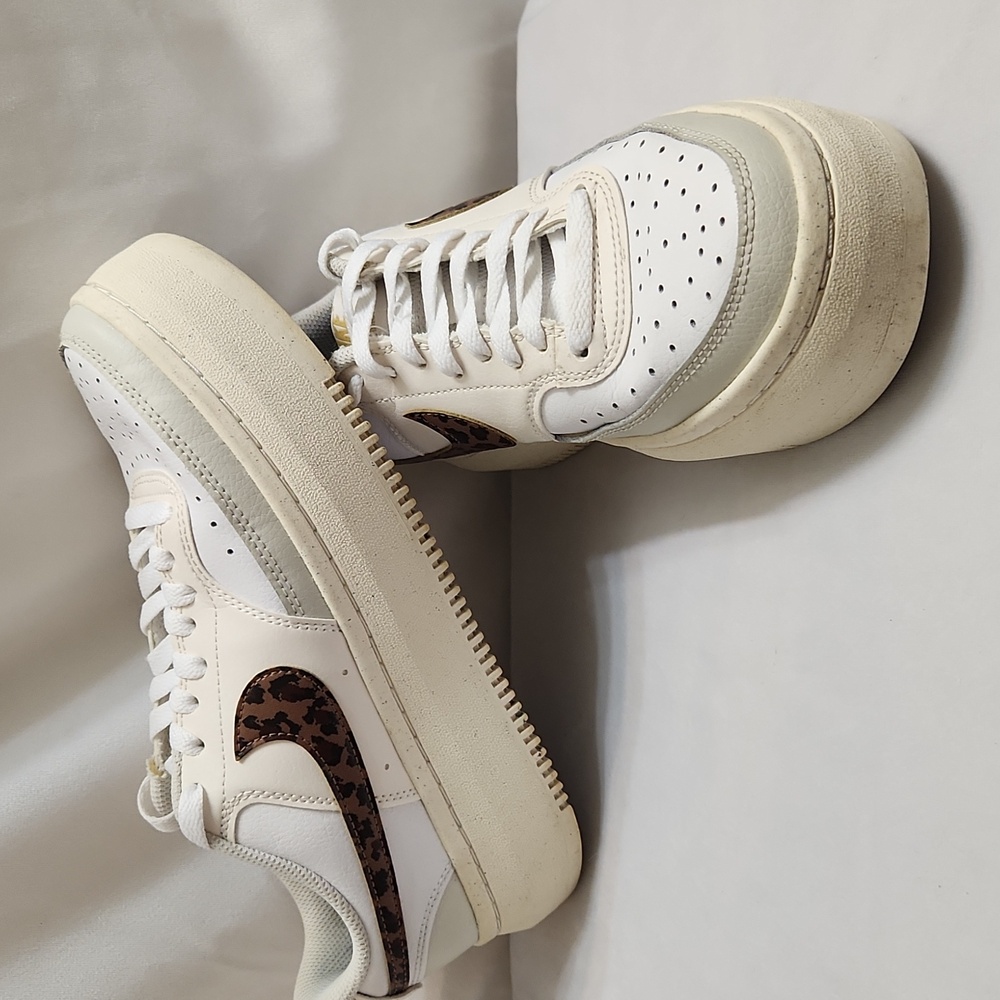 Nike Court Vision Alta Leopard Print Low Lace-up Sneakers (Size 9)